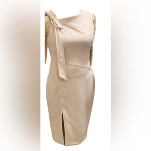 Calvin Klein Sleeveless Bow-Shoulder Scuba Crepe Sheath Dress pink color. Size 6